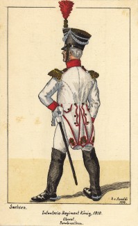 1810 г. Полковник пехотного полка короля армии королевства Саксония в парадной форме. Коллекция Роберта фон Арнольди. Германия, 1911-29