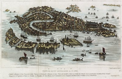 Венеция как она выглядела в 1765 году (c указанием важнейших мест и районов города)