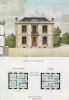 Загородный дом с низкой крышей, украшенной вазонами в неоклассическом стиле (из популярного у парижских архитекторов 1880-х Nouvelles maisons de campagne...)