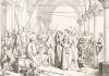 1379 год. Венецианки жертвуют свои драгоценности на войну против генуэзцев. Storia Veneta, л.58. Венеция, 1864