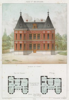Загородный дом в городке Везине департамента Иль-де-Франс (из популярного у парижских архитекторов 1880-х Nouvelles maisons de campagne...)