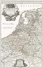 Семнадцать провинций Нидерландов. Les dix-sept provinces des Pays-Bas... Карту составил королевский картограф Гийом Сансон в Париже в 1680 г.