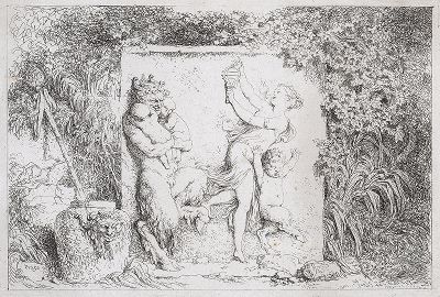Танец сатиров. Офорт Оноре Фрагонара из сюиты «Вакханалии на барельефах», 1763 год. 