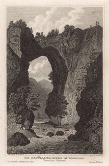 Каньон реки в штате Вирджиния. Meyer's Universum, Oder, Abbildung Und Beschreibung Des Sehenswerthesten Und Merkwurdigsten Der Natur Und Kunst Auf Der Ganzen Erde. Хильдбургхаузен, 1833 год. 