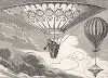 Подъем на воздушном шаре в Воксолл-Гарденз 24 июля 1837 г. и неудачный парашют Роберта Кокинга, на котором он разбился, прыгнув с шара. Иллюстрация из британского журнала The Mirror of Literature, Amusement and Instruction Magazine от 29 июля 1837г. 