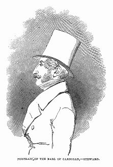 Джеймс Томас Брюднелл, седьмой граф Кардиган (1797 -- 1868 гг.) -- английский генерал, которому приписывается изобретение вязаного жакета на пуговицах и без воротника -- кардигана (The Illustrated London News №101 от 06/04/1844 г.)