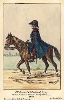 1803 г. Офицер 57-го полка французской линейной пехоты. Коллекция Роберта фон Арнольди. Германия, 1911-28