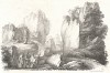 Источник среди скал. Литографировал Филипп-Огюст Эннекен. Recueil d'esquisses et fragmens de compositions, tirés du portefeuille de Mr. Hennequin. Турне (Бельгия), 1825