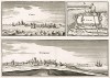 Города Кале и Дюнкерк с птичьего полета. План составил Маттеус Мериан. Франкфурт-на-Майне, 1695