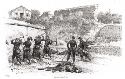 Строительство укреплений во время франко-прусской войны (из Types et uniformes. L'armée françáise par Éduard Detaille. Париж. 1889 год)