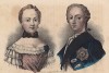 Супруга Фридриха Великого Елизавета-Кристина Прусская (в девичестве Елизавета Кристина Брауншвейгская (1715--1797)) и тогда ещё кронпринц (с портрета 1733 года (год их бракосочетания))