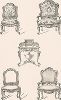 Кресла и этажерка по эскизам Жюста-Ауреля Мейссонье, XVIII век.  Meubles religieux et civils..., Париж, 1864-74 гг. 