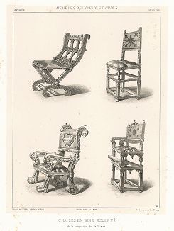 Стулья и кресла по эскизам Адриана де Вриса, XVI век. Meubles religieux et civils..., Париж, 1864-74 гг. 