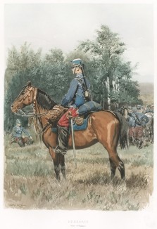 Французский гусар в 1885 году (из Types et uniformes. L'armée françáise par Éduard Detaille. Париж. 1889 год)