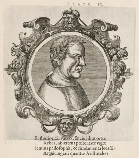Платон (428/427--348/347 гг. до н.э.) (лист 12 иллюстраций к известной работе Medicorum philosophorumque icones ex bibliotheca Johannis Sambuci, изданной в Антверпене в 1603 году)