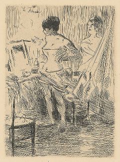 Танцовщица в своей грим-уборной. Гравюра Жан-Луи Форена, 1890-е гг. 
