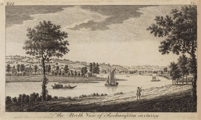 Вид на местечко Рохемптон в графстве Суррей (Англия) (из A New Display Of The Beauties Of England... Лондон. 1776 год. Том 1. Лист 90)