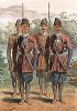 Грузинские ополченцы из города Закаталы (лезгинская ветвь). "Costumes du Caucase" князя Гагарина, л. 37, Париж, 1840-е гг. 