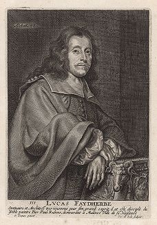 Лукас Фейдхербе (1617 -- 1697 гг.) --  фламандский скульптор и архитектор. Гравюра Петера де Йоде с оригинала Гонзалеса Кокса. 