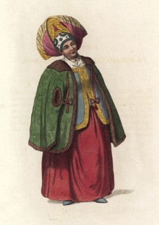 Купчиха из Калуги в зимней одежде (лист 70 иллюстраций к известной работе Эдварда Хардинга "Костюм Российской империи", изданной в Лондоне в 1803 году)