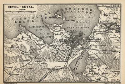 Ревель (Таллин) (карта-план из популярного немецкого путеводителя K. Baedeker. Russland. Handbuch fur Reisende. Лейпциг, 1897)