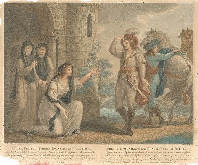 Принц Эдмунд по прозвищу "Железный бок" и Элдгита (Альгита). Гравюра Франческо Бартолоцци по оргиналу Уильяма Гамильтона, 1786 год. 