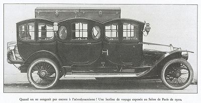 Когда мы еще не думали об аэродинамике: седан для путешествий, представленный на Парижском салоне в 1910 году. L'automobile, Париж, 1935