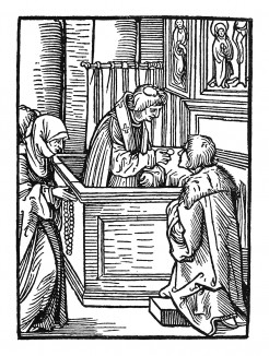 Святое причастие. Иллюстрация Ганса Бургкмайра к Taschenbuchlein. Издатель Hans Otmar, Аугсбург, 1510