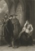 Иллюстрация к исторической хронике Шекспира "Король Иоанн", акт III, сцена IV: Констанция в отчаянии проклинает короля Иоанна, узурпировавшего трон.  Boydell's Graphic Illustrations of the Dramatic works of Shakspeare, Лондон, 1803.