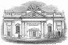 Здание дублинского Мюзик-Холла -- вида эстрадного театра, возникшего в Великобритании в середине XIX века, в котором поднее был размещён Театр Аббатства (The Illustrated London News №90 от 20/01/1844 г.)