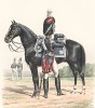 Гвардейский конный гренадер короля Франции седлает лошадь в 1815 году. Histoire de la Maison Militaire du Roi de 1814 à 1830. Экз. №93 из 100, изготовлен для H.Fontaine. Том II, л.72. Париж, 1890