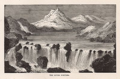 Исландия. Река Йокулса. Гравюра из серии  "Half Hours In The Far North", Лондон, 1897 год