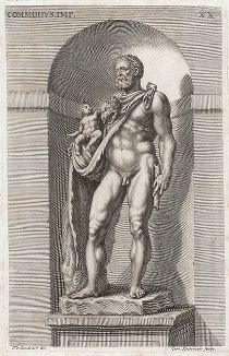 Геракл и малыш Телеф. Лист из Sculpturae veteris admiranda ... Иоахима фон Зандрарта, Нюрнберг, 1680 год. 