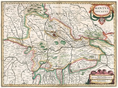Карта герцогства Мантуя. Mantua ducatus. Составил Ян Янсониус. Амстердам, 1635