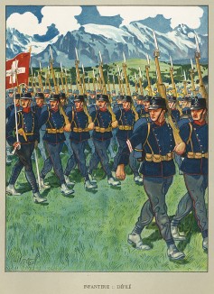 Парад. Униформа швейцарской пехоты во время Первой мировой войны. Notre armée. Женева, 1915
