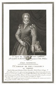 Портрет дочери Паоло Веронезе. Лист из знаменитого издания Galérie du Palais Royal..., Париж, 1808