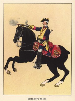 Английский кавалерист королевской конной гвардии в 1742 году (из популярной в нацистской Германии работы Мартина Лезиуса Das Ehrenkleid des Soldaten... Берлин. 1936 год)