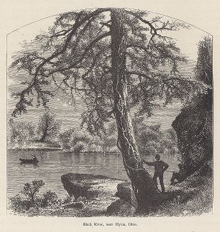 Река Блэк-ривер вблизи Элайрии, штат Огайо. Лист из издания "Picturesque America", т.I, Нью-Йорк, 1872.