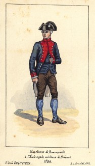1784 г. Наполеон Буонапарте в форме кадета Бриеннской военной школы. Коллекция Роберта фон Арнольди. Германия, 1911-28