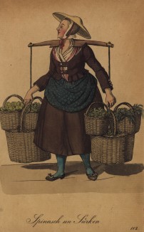 Гамбургские уличные торговцы 1810-х гг. Торговцы овощами. "Шпинат и огурцы!"