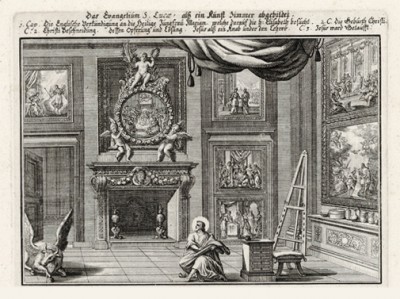 Евангелист Лука (из Biblisches Engel- und Kunstwerk -- шедевра германского барокко. Гравировал неподражаемый Иоганн Ульрих Краусс в Аугсбурге в 1700 году)