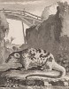 Фалангер под мостом (лист LXVIII иллюстраций к пятому тому знаменитой "Естественной истории" графа де Бюффона, изданному в Париже в 1755 году)
