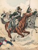 Атака полка баварской кавалерии "Лейнинген" (униформа образца 1790-1800 гг.) Uniformenkunde Рихарда Кнотеля, часть 2, л.24. Ратенау (Германия), 1891