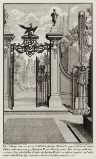 Ворота в голландском стиле, ведущие в парк. Johann Jacob Schueblers Beylag zur Ersten Ausgab seines vorhabenden Wercks. Нюрнберг, 1730