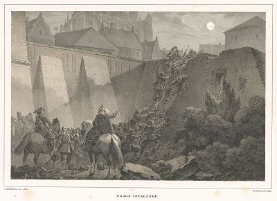Тридцатилетняя война. Захват части Праги шведскими войсками в 1648 году. Trettioariga kriget. Стокгольм, 1847