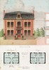 Эскиз загородного дома с мансардой и входом, украшенным вазонами в классическом стиле (из популярного у парижских архитекторов 1880-х Nouvelles maisons de campagne...)