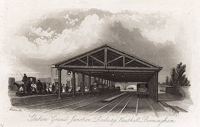 Станция "Воксхол" (Vauxhall) в Бирмингеме на первой железнодорожной магистрали Великобритании, принадлежащей Grand Junction Railway.