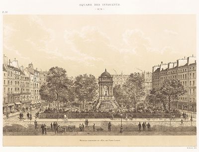 Плошадь невинных (сейчас - площадь Жоашен Дю Белле) в 1878 году. Paris à travers les âges..., Париж, 1885. 