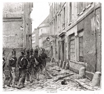 Муниципальная гвардия города Парижа в уличных боях 1835 года (из Types et uniformes. L'armée françáise par Éduard Detaille. Париж. 1889 год)