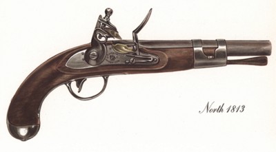 Однозарядный пистолет США North 1813 г. Лист 6 из "A Pictorial History of U.S. Single Shot Martial Pistols", Нью-Йорк, 1957 год